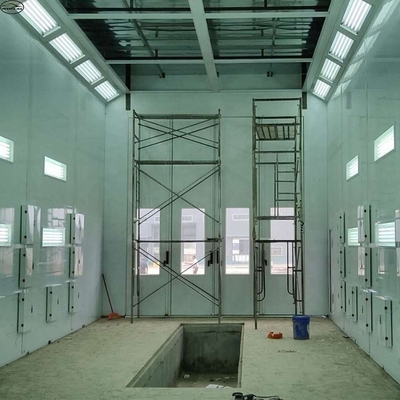 डीजल बर्नर ट्रक स्प्रे बूथ 220V 39KW एलईडी लाइट और 11KW प्रशंसकों के साथ
