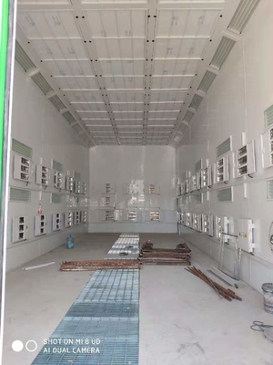 आउटडोर एलईडी इंडस्ट्रियल बस स्प्रे पेंट बूथ 7.5KW निकास प्रशंसकों के 2 सेट के साथ