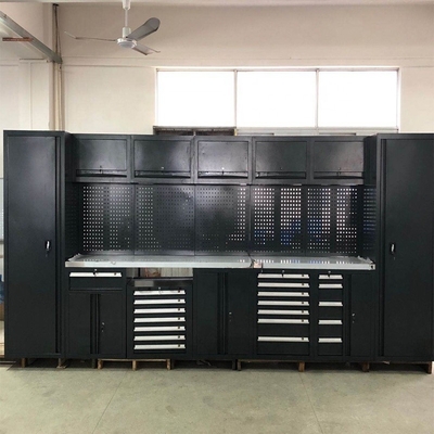 काला विशाल धातु गैरेज कार्यबेंच कैबिनेट W2400 D610 H40mm