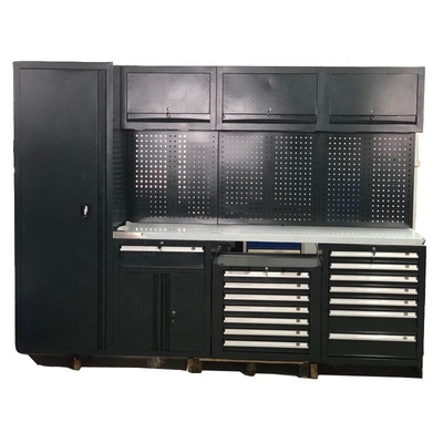 काला विशाल धातु गैरेज कार्यबेंच कैबिनेट W2400 D610 H40mm