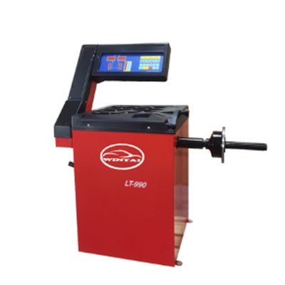 मानक शंकु कार टायर बैलेंसिंग मशीन नाजुक प्लास्टिक हुड स्वचालित व्हील बैलेंसर स्व-अंशांकन और स्व-निदान कार्यक्रम टायर बैलेंसिंग उपकरण