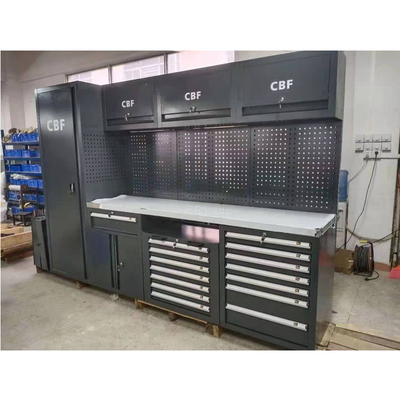 चलने योग्य बड़ा नया काला गैराज वर्कबेंच / वर्कशॉप के लिए स्टील संयोजन टूल कैबिनेट