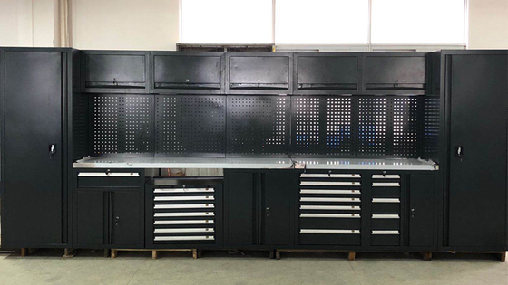 चलने योग्य बड़ा नया काला गैराज वर्कबेंच / वर्कशॉप के लिए स्टील संयोजन टूल कैबिनेट
