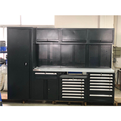चलने योग्य बड़ा नया काला गैराज वर्कबेंच / वर्कशॉप के लिए स्टील संयोजन टूल कैबिनेट