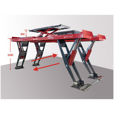 वाई के आकार का वर्टिकल राइज कैंची कार लिफ्ट फॉर व्हील एलाइनिंग लिफ्ट हेवी ड्यूटी 11 सिलेंडर लिफ्टिंग क्षमता 5500 किलोग्राम